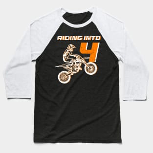 Riding into 4th birthday boy Dirt Bike gift for kids Baseball T-Shirt
